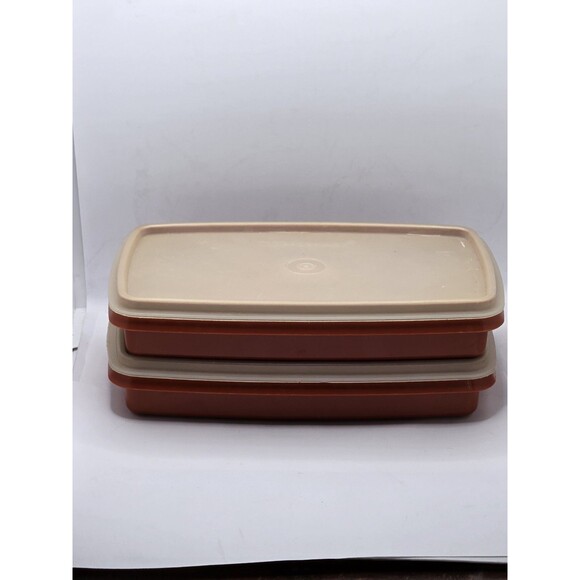 Tupperware Deli Meat Coldcut Storage Container Paprika with Lid Set of 2 - Picture 4 of 13